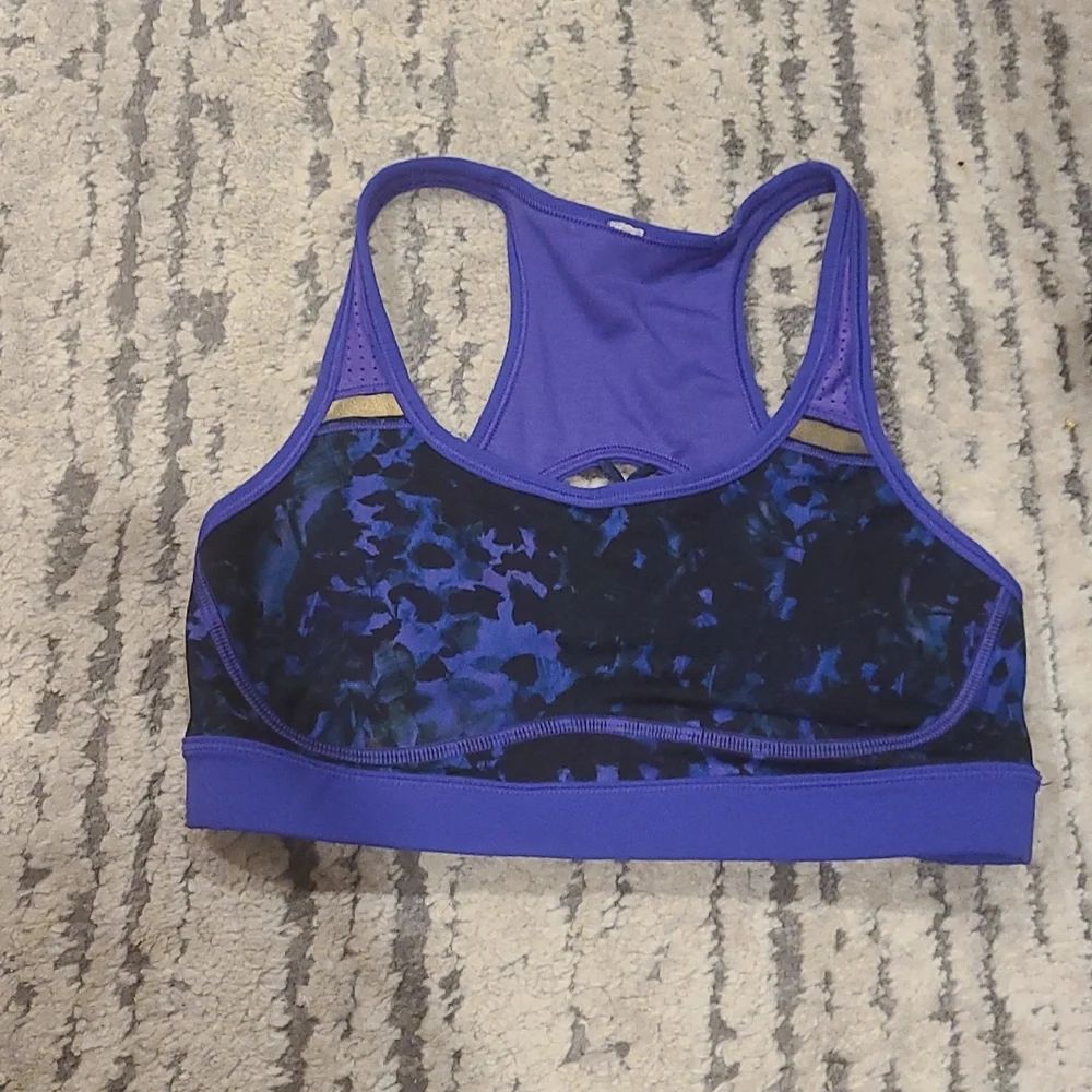 Lululemon Sweaty Or Not Bra Floral Sport Backdrop Iris Flower Multi / Iris Flow - Picture 8 of 10